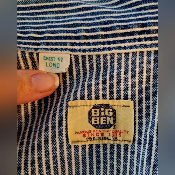 Vintage BIG BEN Denim Work Striped Coveralls USA 42 Long Railroad Carpenter 1 Pc - Picture 9 of 12